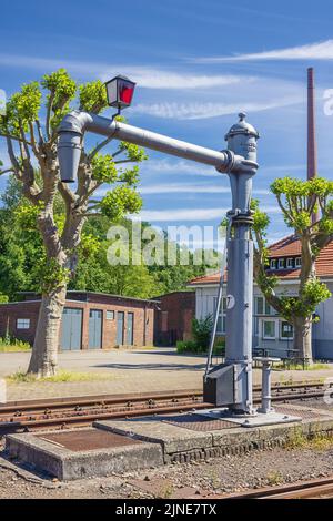Editorial: BOCHUM, NORTH RHINE-WESTPHALIA, GERMANY, JUNE 12, 2022 - Water filling device for steam locomotives in the Bochum railway museum Stock Photo