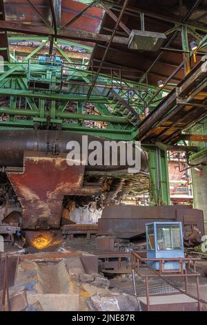 Editorial: HATTINGEN NORTH RHINE-WESTPHALIA, GERMANY, JUNE 12, 2022 - At the base of the blast furnace of the Henrichshuette Ironworks Stock Photo