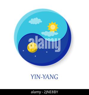 sun and moon yin and yang day and night harmony vector illustration ...