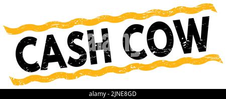 CASH COW text written on yellow-black lines stamp sign. Stock Photo