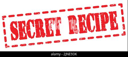SECRET RECIPE text written on red round vintage rubber stamp Stock