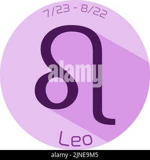 12 constellation purple icons: Vector illustration: Leo Stock Vector