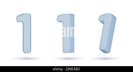 Number one wireframe high polygonal outline low poly style vector illustration Stock Vector