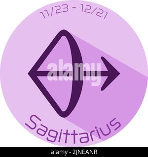 12 constellation purple icons: vector illustration: Sagittarius Stock Vector