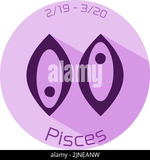 12 constellation purple icons: vector illustration: Pisces Stock Vector