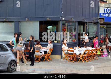 Time, 105 Canal St, New York, NYC storefront photo of a white owned sushi restaurant in Manhattan's Lower East Side/Chinatown. Stock Photo