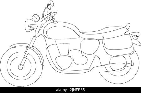 One line drawing of vintage chopper motorcycle. Retro motorbike transportation concept continuous line graphic. Vector illustration Stock Vector