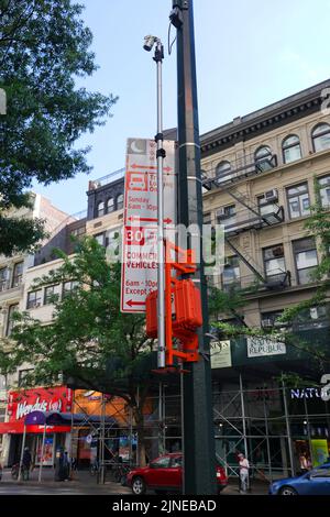 A National Data & Surveying (NDS) video surveillance and traffic data collection station mounted on a pole in Manhattan, New York City. Stock Photo