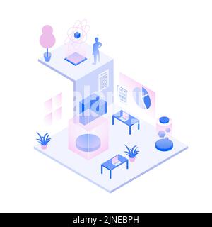 Science Office Isometric Metaverse Illustration. Vector illustration Stock Vector