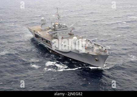 The command ship USS Blue Ridge (LCC 19) transits the South China Sea March 11, 2014 140311 Stock Photo