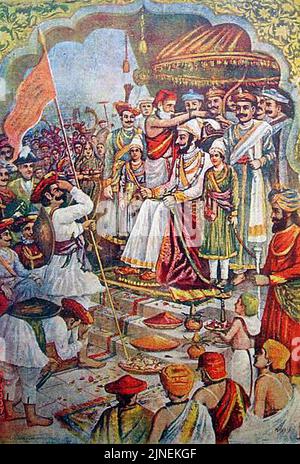 The coronation of Shri Shivaji Stock Photo