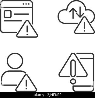 Website access denied pixel perfect linear icons set Stock Vector
