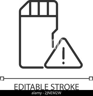 Low disk space warning pixel perfect linear icon Stock Vector