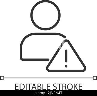 Unknown user warning pixel perfect linear icon Stock Vector