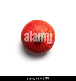 Red pumpkin isolated on white background. Food photography. Halloween concept. Part of set different kinds of pumpkins. Top view Stock Photo