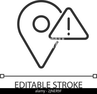 Location error pixel perfect linear icon Stock Vector
