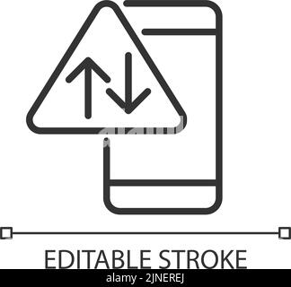 Data usage warning pixel perfect linear icon Stock Vector