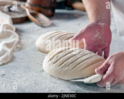 artisan bread making Stock Photo