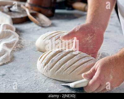 artisan bread making Stock Photo