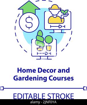 Home decor and gardening courses concept icon Stock Vector