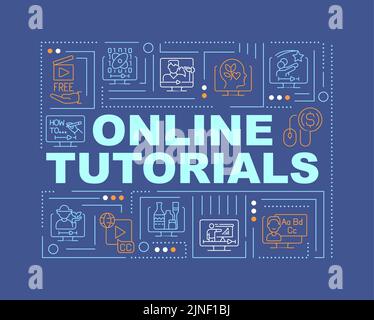 Online tutorials word concepts dark blue banner Stock Vector