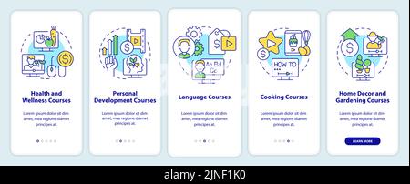 Online tutorials ideas onboarding mobile app screen Stock Vector