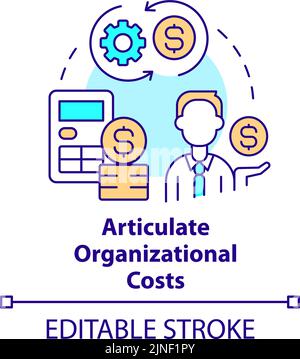Articulate organizational costs concept icon Stock Vector