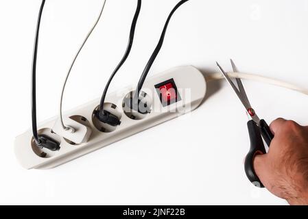 unsafe connected cable Stock Photo - Alamy