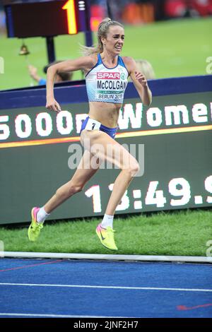 Eilish Mccolgan running 5000 meters at the European Athletics Championships in Berlin 2018. Stock Photo