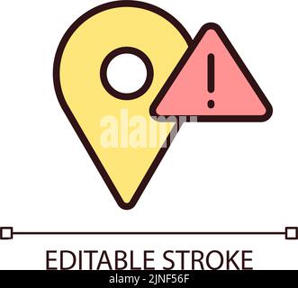 Location error pixel perfect RGB color icon Stock Vector