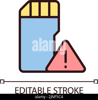 Low disk space warning pixel perfect RGB color icon Stock Vector