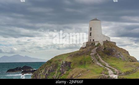 Lighthouse, Llanddwyn Island, Newborough, Anglesey, North Wales, UK. August 2022 Stock Photo