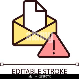 Email warning pixel perfect RGB color icon Stock Vector