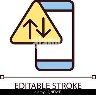 Data usage warning pixel perfect RGB color icon Stock Vector