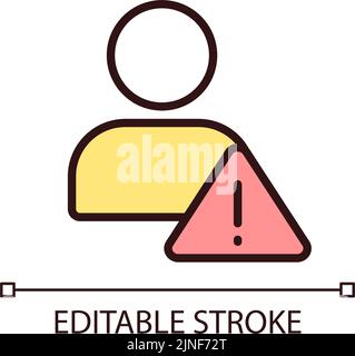 Unknown user warning pixel perfect RGB color icon Stock Vector