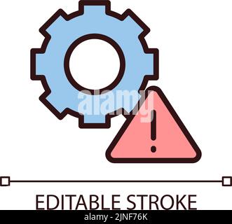Technical warning pixel perfect RGB color icon Stock Vector