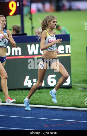 Kostanze Klosterhalfen running 5000 meters at the European Athletics Championships in Berlin 2018. Stock Photo