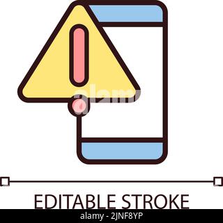 Phone warning pixel perfect RGB color icon Stock Vector