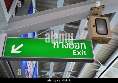 General information board panel for thai people and foreigner traveler passengers use service journey on terminal BTS Skytrain railway station at Bang Stock Photo