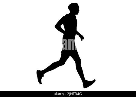 runner athlete running black silhouette Stock Photo