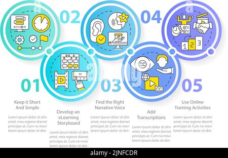 Sales online training videos blue circle infographic template Stock Vector