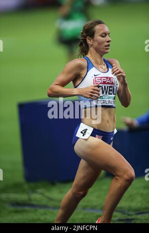 Stephanie Twell running 5000 meters at the European Athletics Championships in Berlin 2018. Stock Photo