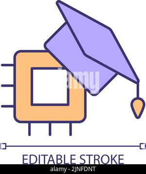 Computer technician education RGB color icon Stock Vector