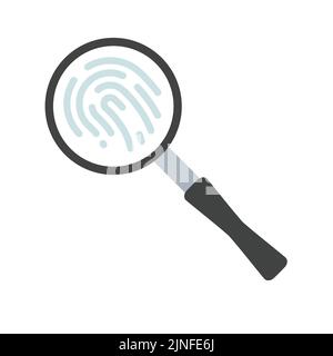 Magnifier glass with fingerprint flat color design Stock Vector