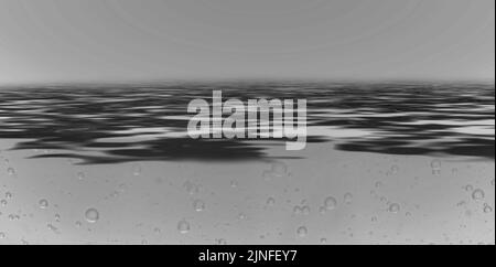 Oil surface, underwater bubbles and grey sky. Banner format. Background for advertising any liquid, honey, juice, beer, oil, gasoline, drinks. Black a Stock Photo