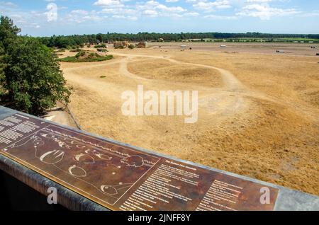 View from viewing tower at site of the Anglo-Saxon burial gounds at Sutton Hoo, Suffolk, England, UK Stock Photo