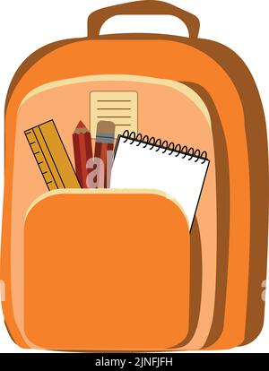 Open vector bag with school stationery and suplies. Back to school illustration Stock Vector