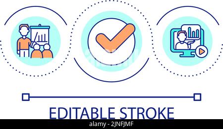 Virtual and onsite employee training loop concept icon Stock Vector