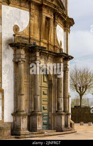 Entrance door at the Mosteiro da Serra do Pilar a seventeenth century monastery in the centre of Porto a city in northern Portugal. Stock Photo