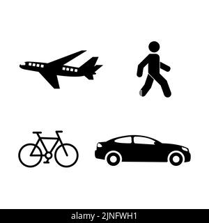 Set transport icons on white background. Vector elements, ready to use. Stock Vector